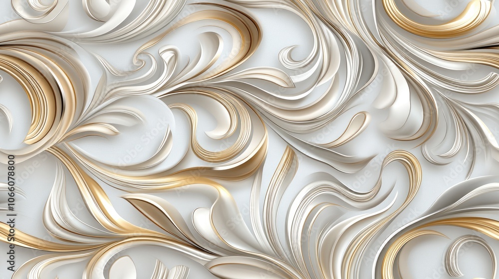 Poster reflective silver swirls and intricate filigree form a stunning seamless pattern that captivates vie