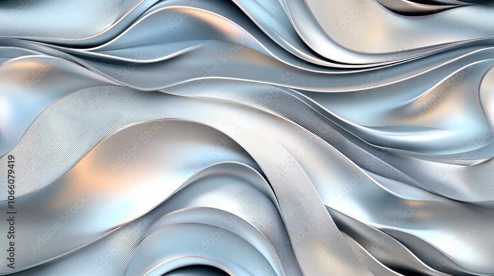 Poster reflective silver swirls and intricate filigree form a stunning seamless pattern that captivates vie