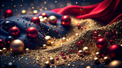 christmas lights on the red background