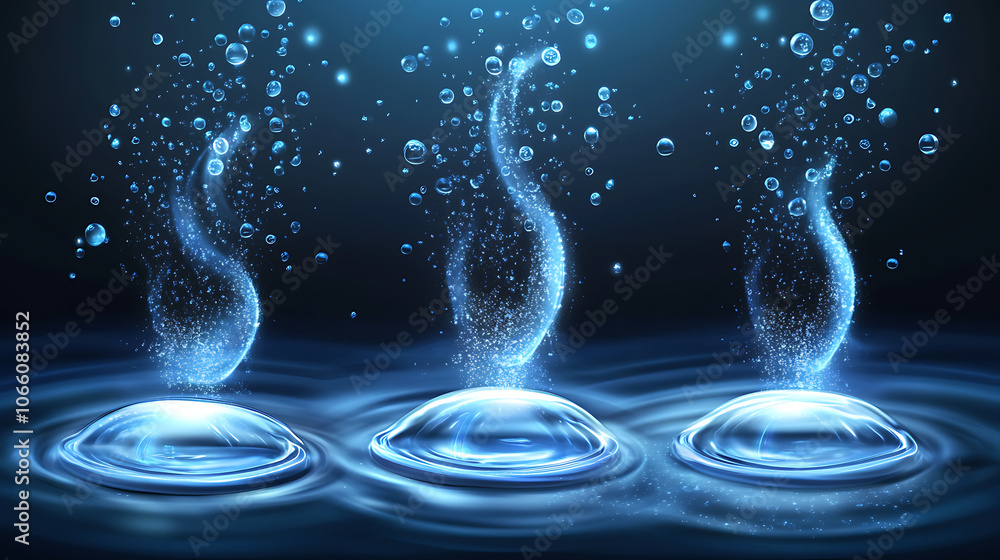 Leinwandbilder vector elements consisting of water droplets and air flow, blowing from an air conditioner, purifier
