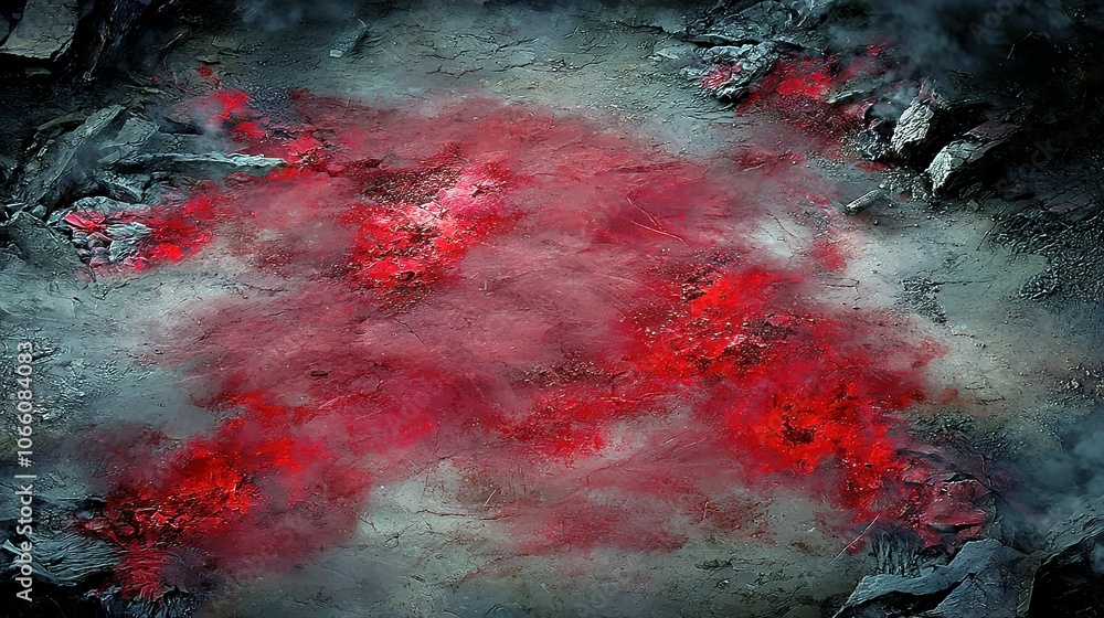 Poster aerial view of abstract red terrain with texture