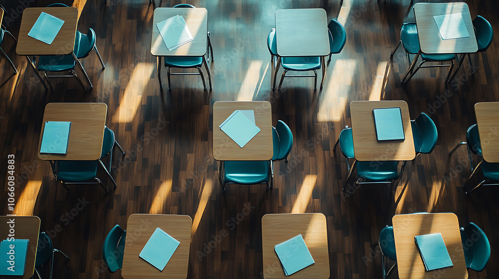 Poster top view of a secure online exam configuration with proctoring system for distance education and aca