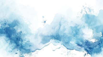 Fototapeta premium Abstract Blue Watercolor Wash with Splashes and Bleeds