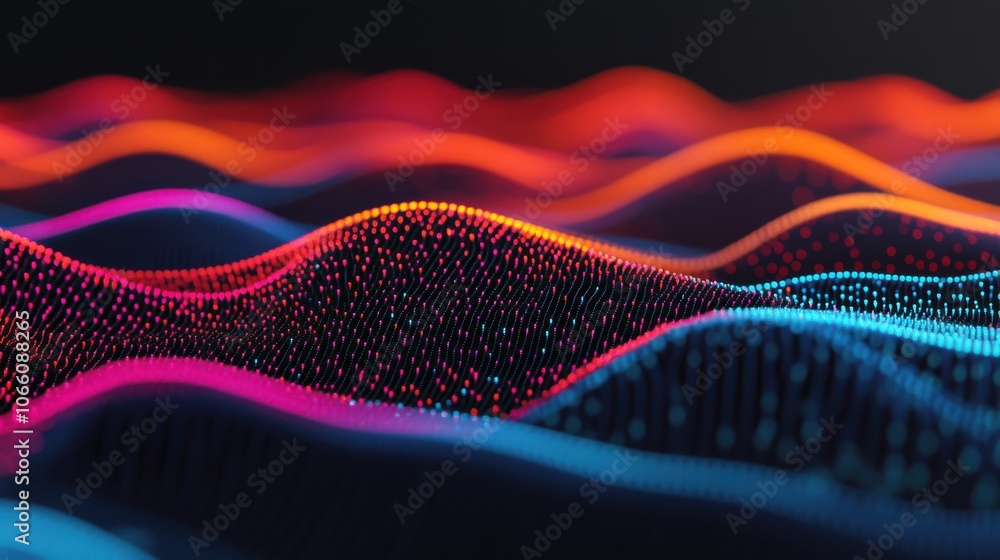 Poster colorful wave patterns of data visualization