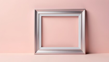 Fototapeta premium Minimalist square frame, pale pink background,
