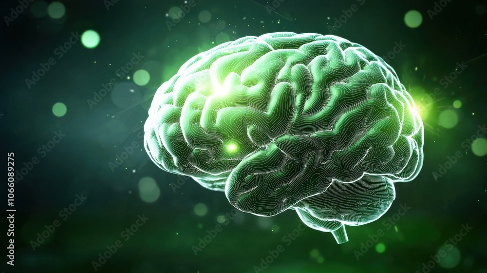 Aufkleber glowing brain design with circuits and cognitive power