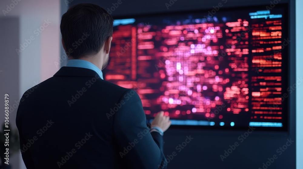 Aufkleber executives analyzing data with holographic display