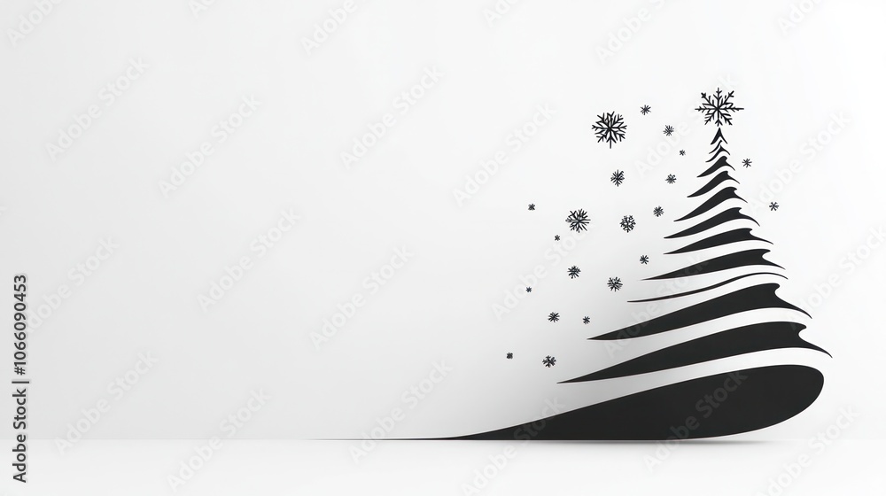 Wall mural Christmas Tree Card Design in Black and White