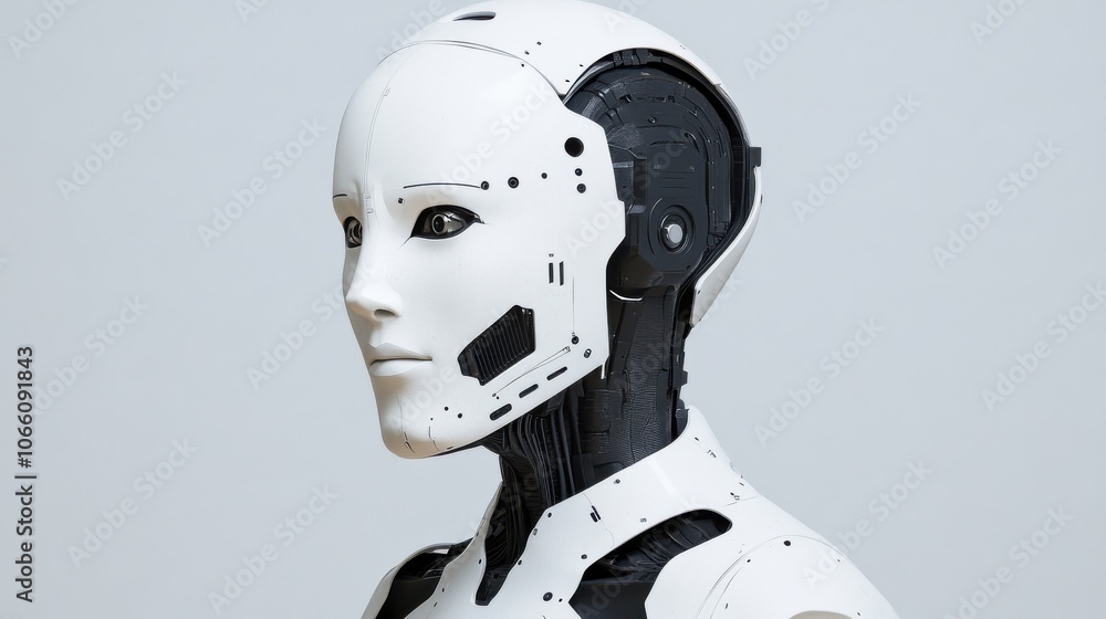 Poster hyper-realistic robot portrait with intricate details