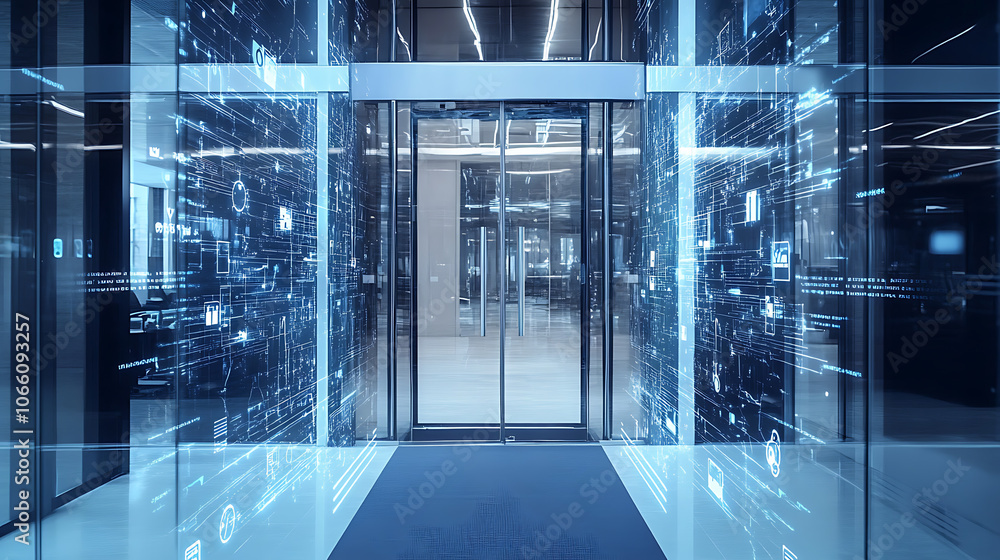 Poster For increased security, office door security uses an access control system with fingerprint scanning,  Access Control System, Fingerprint Scanning, Office Security and Door Security