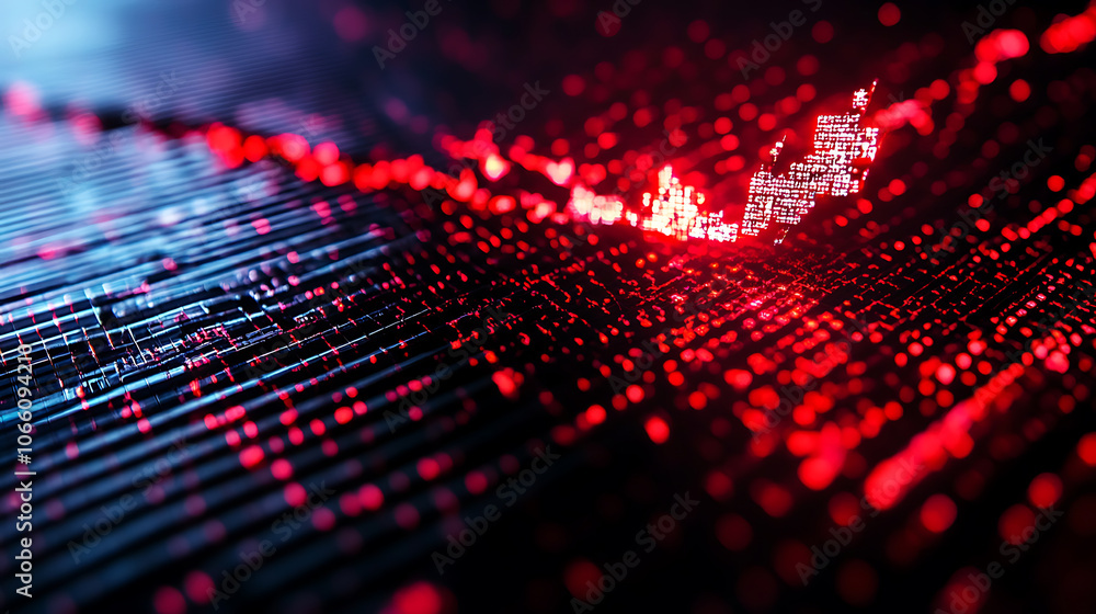 Aufkleber digital screen with a red glowing crack, representing cybersecurity breach or data leak risk in mode