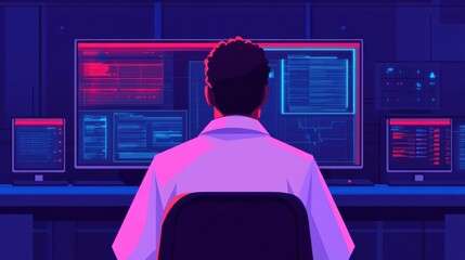 Scientist Engaged with Advanced AI Technology in Lab