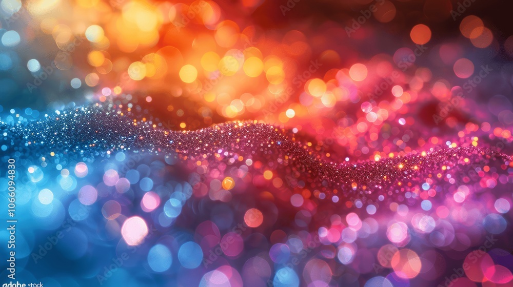 Poster colorful sunlight flare image with sparkling bokeh background