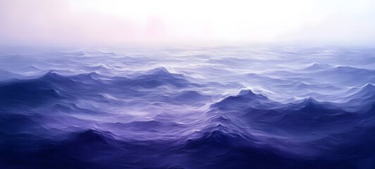 Fototapeta premium A serene view of an expansive ocean with gentle waves, showcasing shades of deep blue and purple. The soft light creates a calm and tranquil atmosphere.