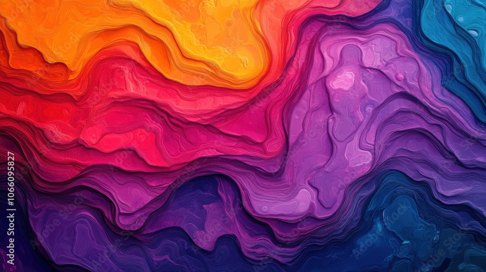 Poster vibrant digital utopia with fluid abstract patterns