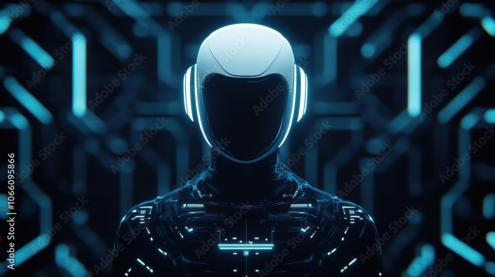 Poster futuristic ai assistant in 3d hologram display