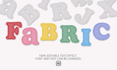 fabric patch text effect. 100% editable vector.