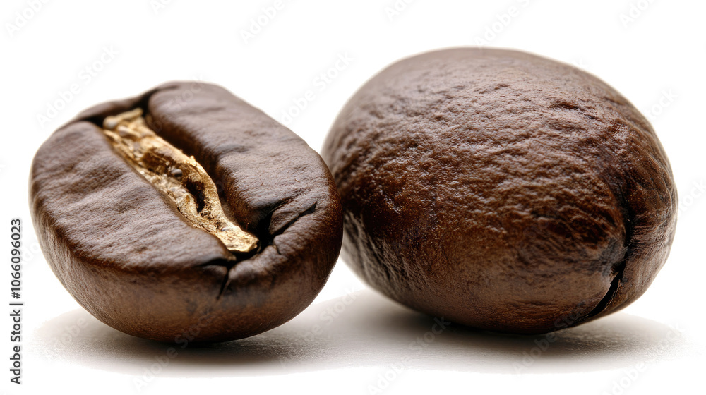 Poster coffee beans collection displayed on a clear background generative ai
