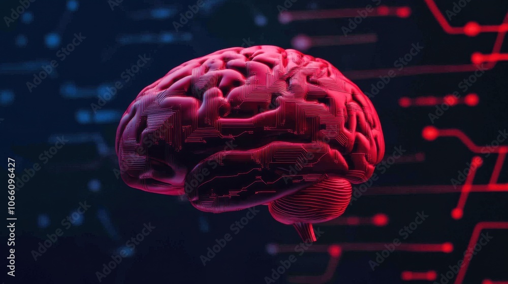 Aufkleber brain and computer merging concept