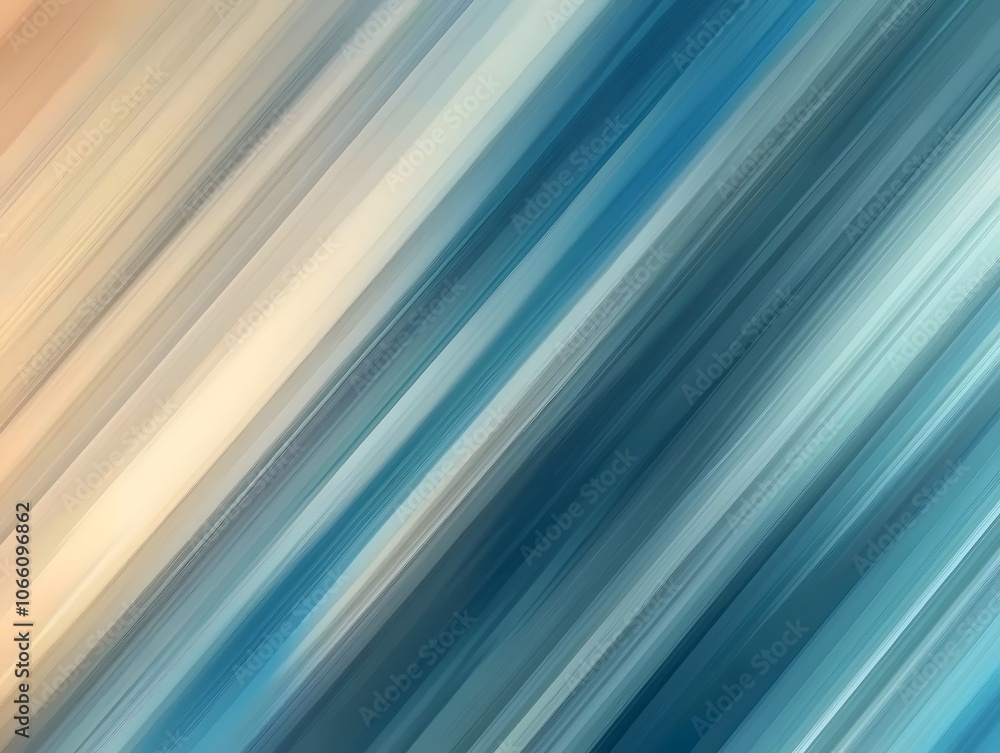 Poster an abstract image featuring diagonal lines in soft shades of blue and beige, creating a dynamic and 