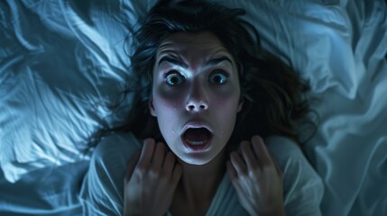 Woman awake from nightmare dream