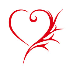 Heart clip art design on plain white transparent isolated background for card, shirt, hoodie, sweatshirt, apparel, tag, mug, icon, poster or badge