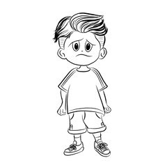 illustration of angry little kid without back ground