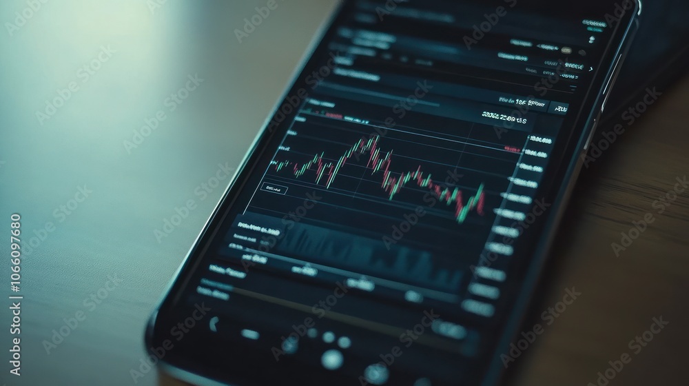 Poster Smartphone Display Showing Stock Market Chart and Data