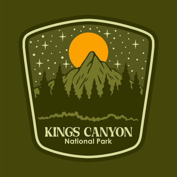 KINGS CANYON AT THE NIGHT NATIONAL PARK BADGE LOGO DESIGN VECTOR ILLUSTRATION