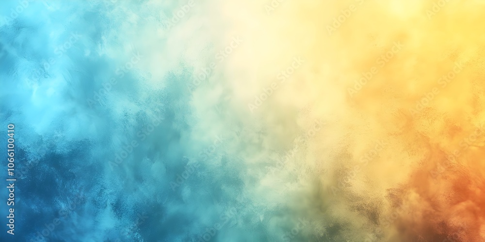Poster an abstract background featuring a serene gradient transition from cool blue hues to warm golden ton