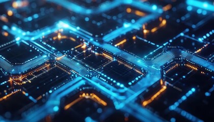 Obraz premium Blockchain cryptocurrency, vibrant digital blocks, sleek interface, modern tech feel
