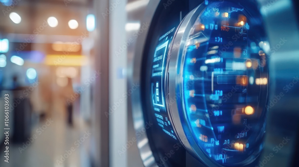 Poster futuristic digital display with blue glowing interface