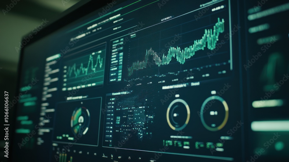 Poster Computer Monitor Displaying Data and Graphs