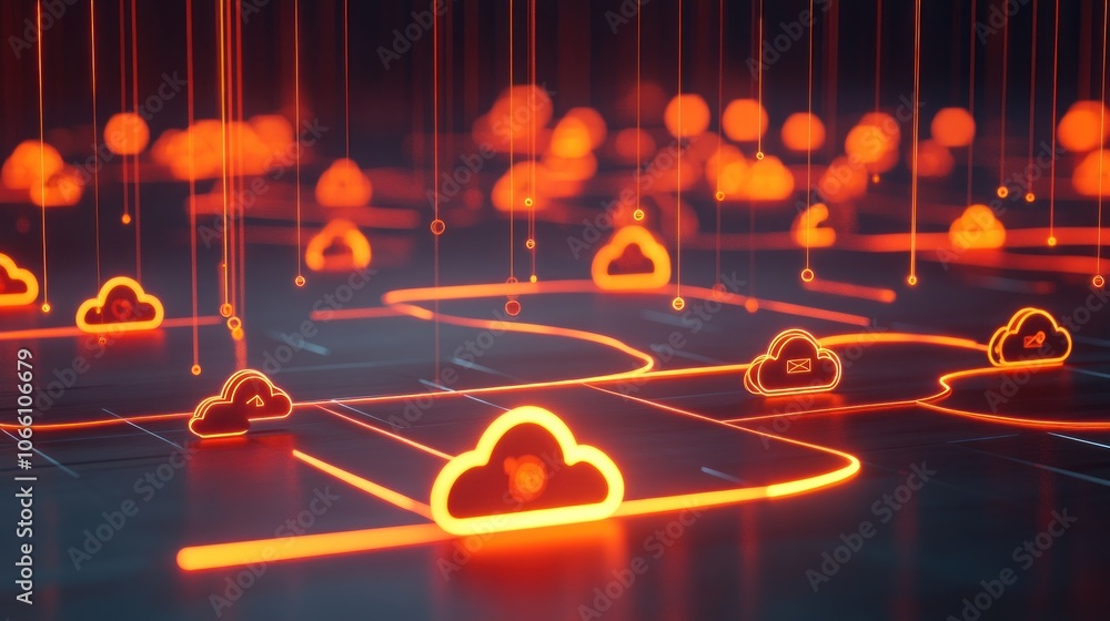 Poster Neon Cloud Computing Network with Data Transfer Lines
