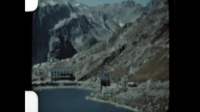 Great Saint Bernard Lake 1957 - Looking from Switzerland into Italy, across Great Saint Bernard Lake in the Penine Alps, in 1957. 