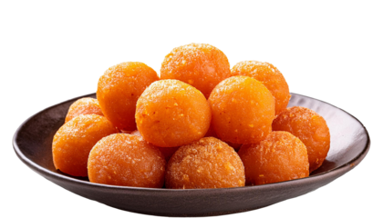 Motichoor Laddu with Silver Garnish Isolated on Transparent Background