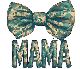 Camouflage Bow with "Mama" Text