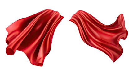 Red Silks Forming Shapes on a Clear Background Generative AI