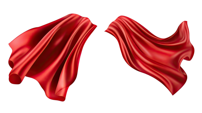 Red Silks Forming Shapes on a Clear Background Generative AI