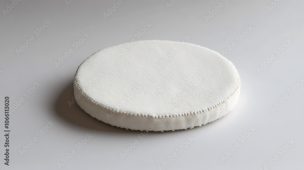 Poster pristine white circular embroidered patch floating on neutral background blank canvas for design wit