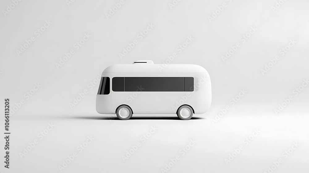 Aufkleber modern white travel bus isolated on blank background 3d rendering ai generated