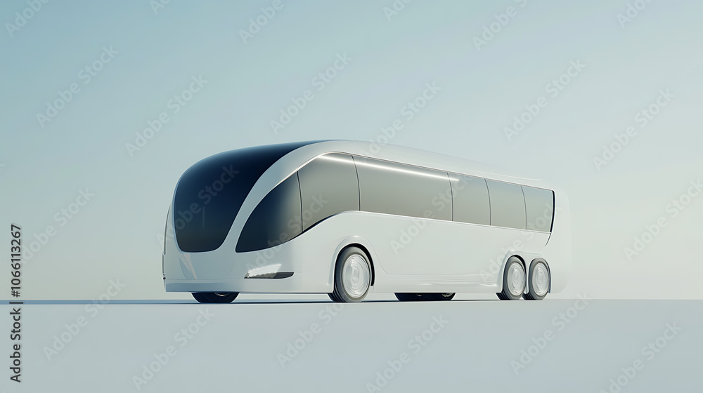 Aufkleber modern white travel bus isolated on blank background 3d rendering ai generated