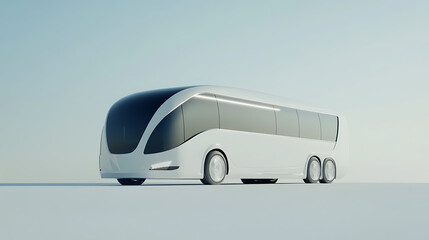 modern white travel bus isolated on blank background 3d rendering ai generated
