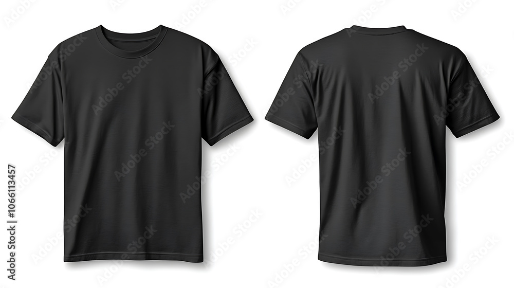 Aufkleber minimalist mockup of plain black tshirt front and back views isolated on white background perfect for showcasing custom designs or branding concepts