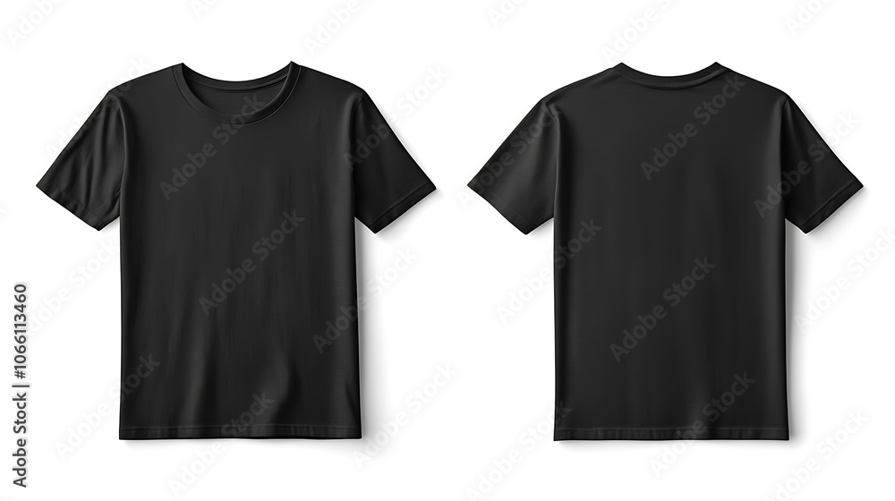 Aufkleber minimalist mockup of plain black tshirt front and back views isolated on white background perfect for showcasing custom designs or branding concepts