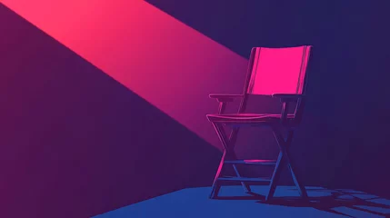 Fotobehang directors chair in spotlight casting and selection concept dramatic shadows illustration © CreativeCreations