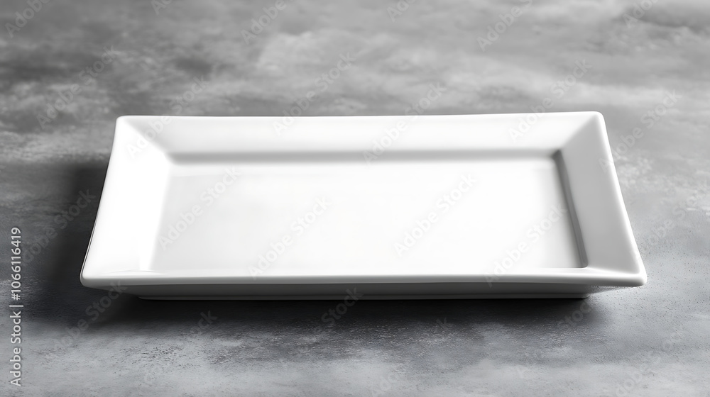 Poster gray empty rectangular plate over concrete background