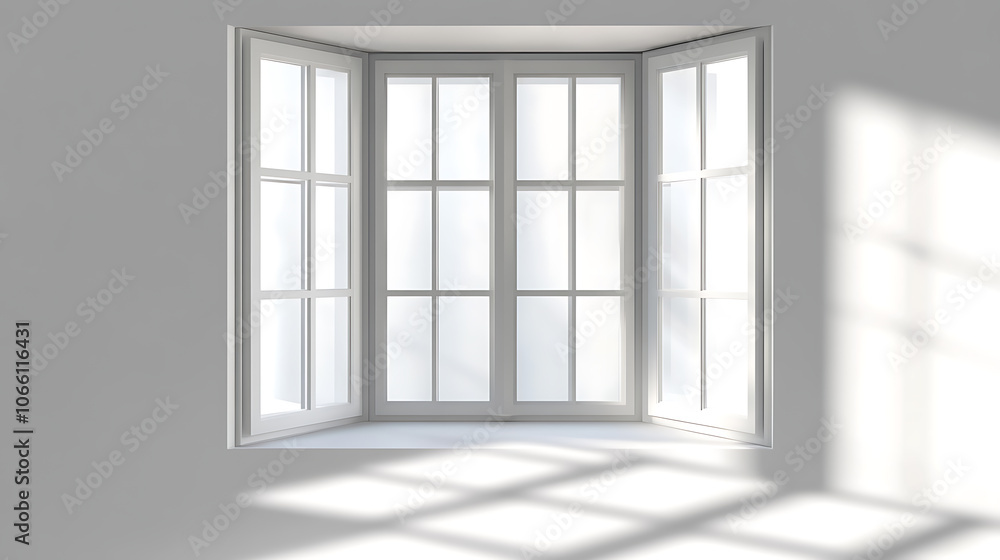 Poster Gradient window natural shadow overlay effect on white texture background, for overlay on product presentation, backdrop and mockup