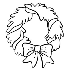 Christmas and New Year design in doodle outline style. Hand drawn holiday vector collection.