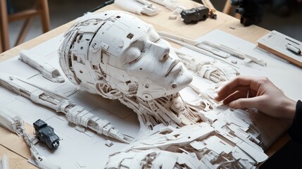 Designers creating intricate 3D designs using cutting-edge technology for visual art and product development. Illustrations